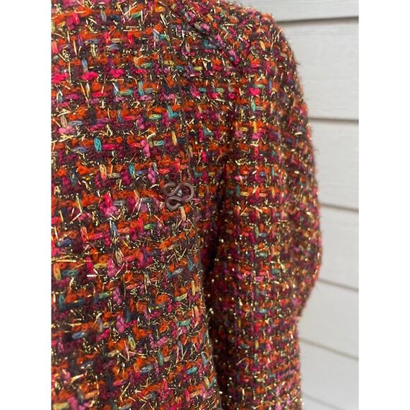 Chico's Size 0 (size 8) Bouclee Jacket Blazer Multicolor w/ Gold Thread - Picture 3 of 6